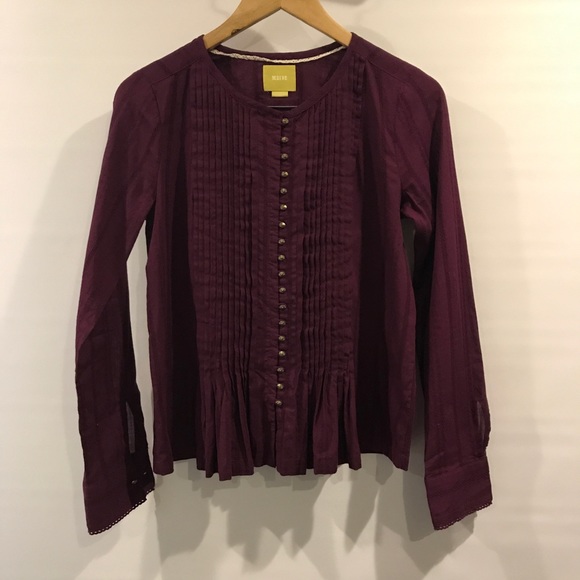 🚌 Anthropologie | Maeve pintuck poet top XS - Picture 2 of 5